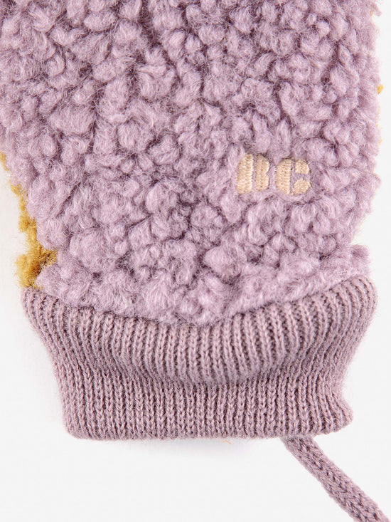 Colour Block Lavender Sheepskin Baby Gloves