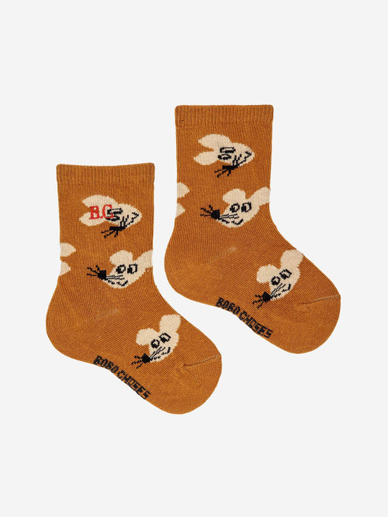 Mouse All Over Long Baby Socks