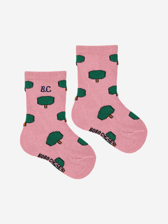 Green Tree All Over Long Baby Socks
