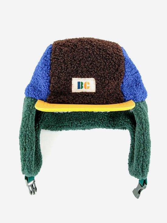 Colour Block Blue Sheepskin Chapka