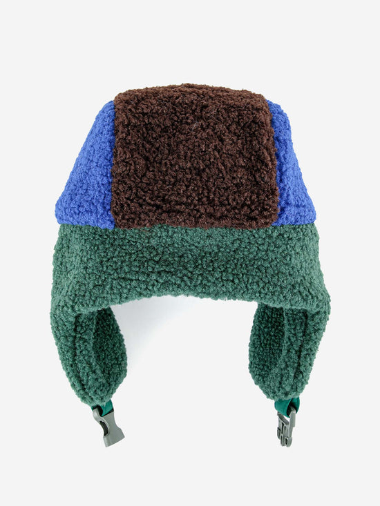 Colour Block Blue Sheepskin Chapka