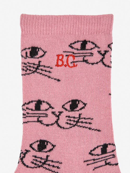 Smiling Cat All Over Long Socks