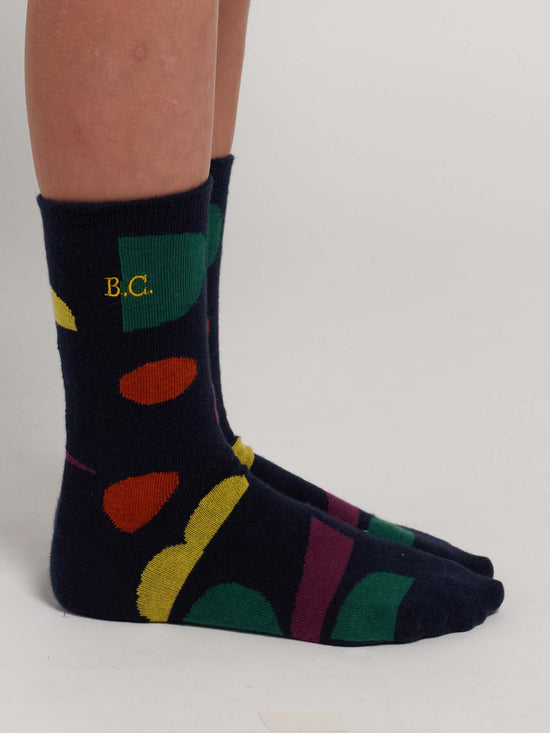 Multicolour Shapes Long Socks