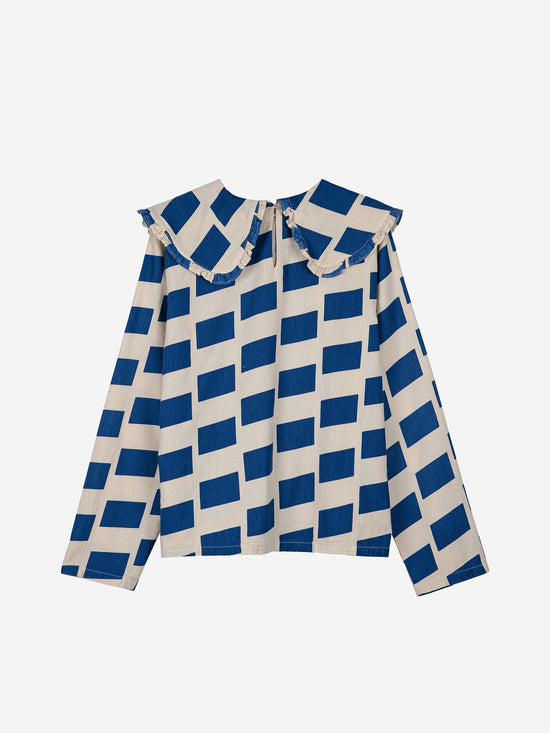 Wide-collared Check Shirt