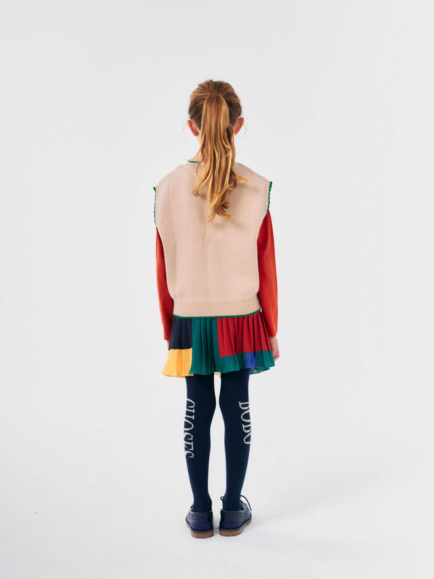 Colour Block Pleated Woven Skirt