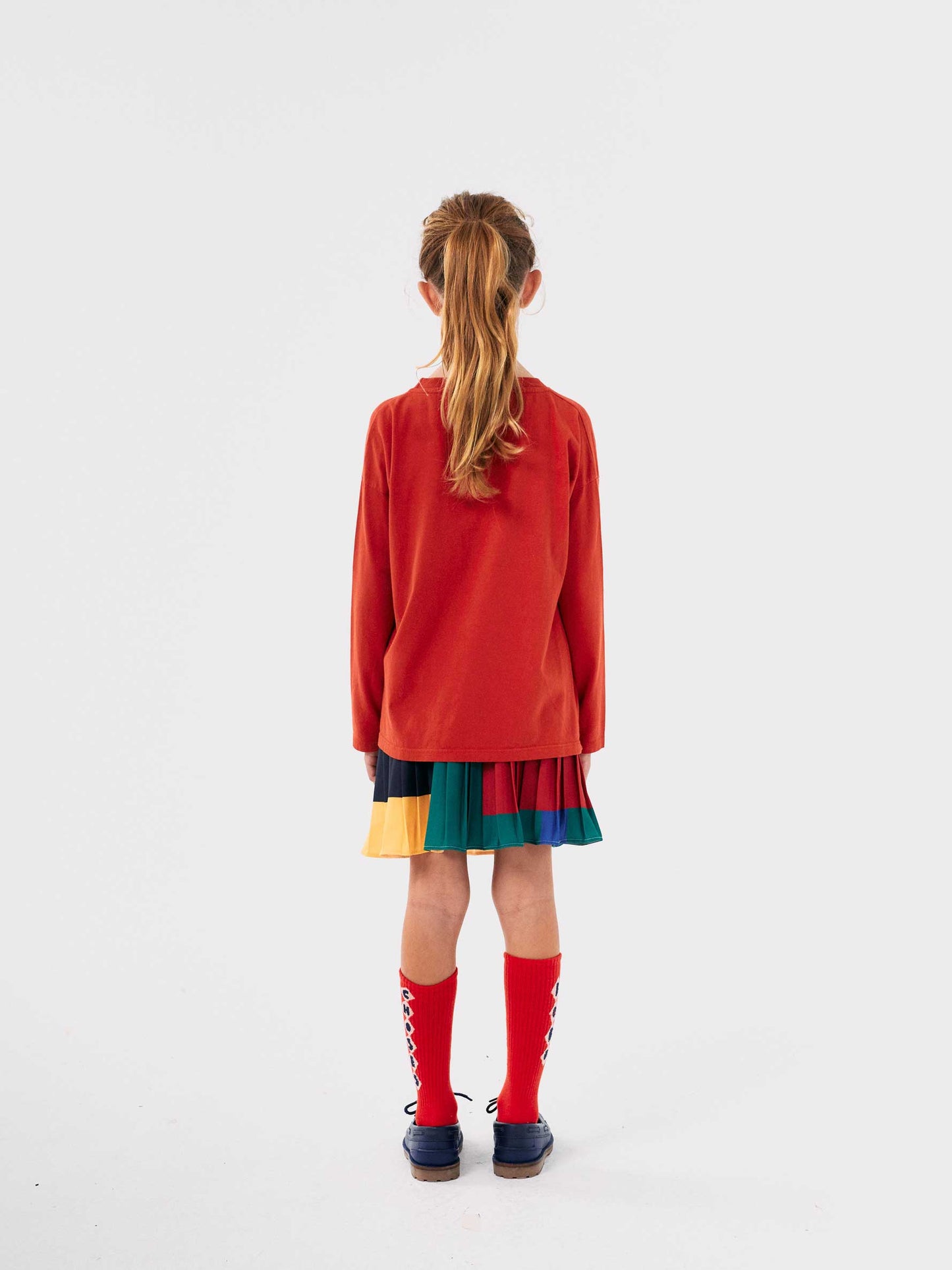 Colour Block Pleated Woven Skirt