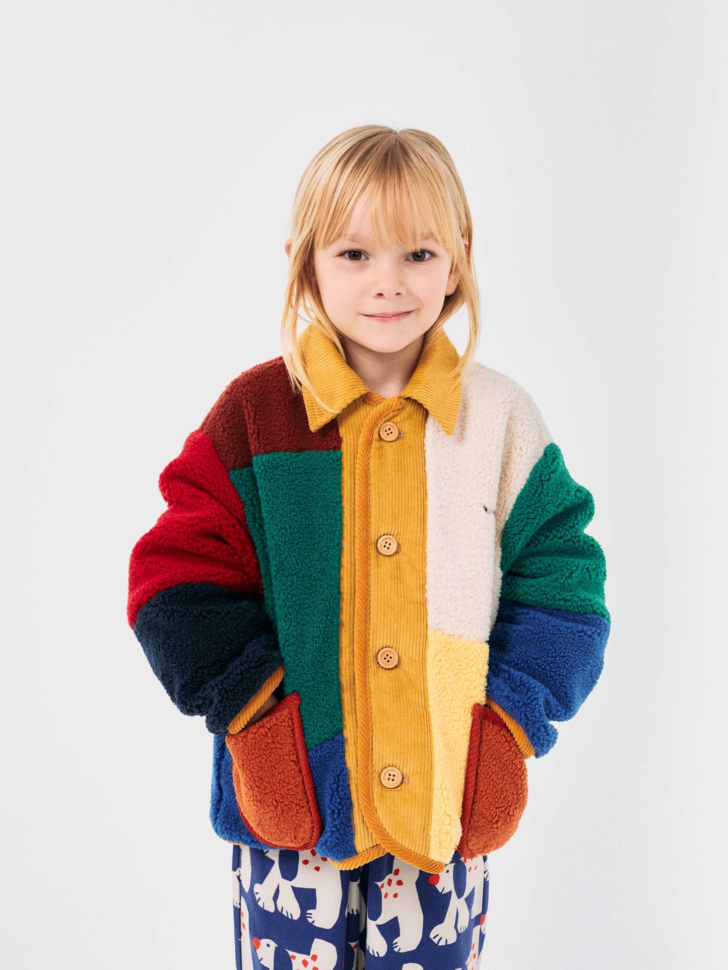 Colour Block Sheepskin Jacket