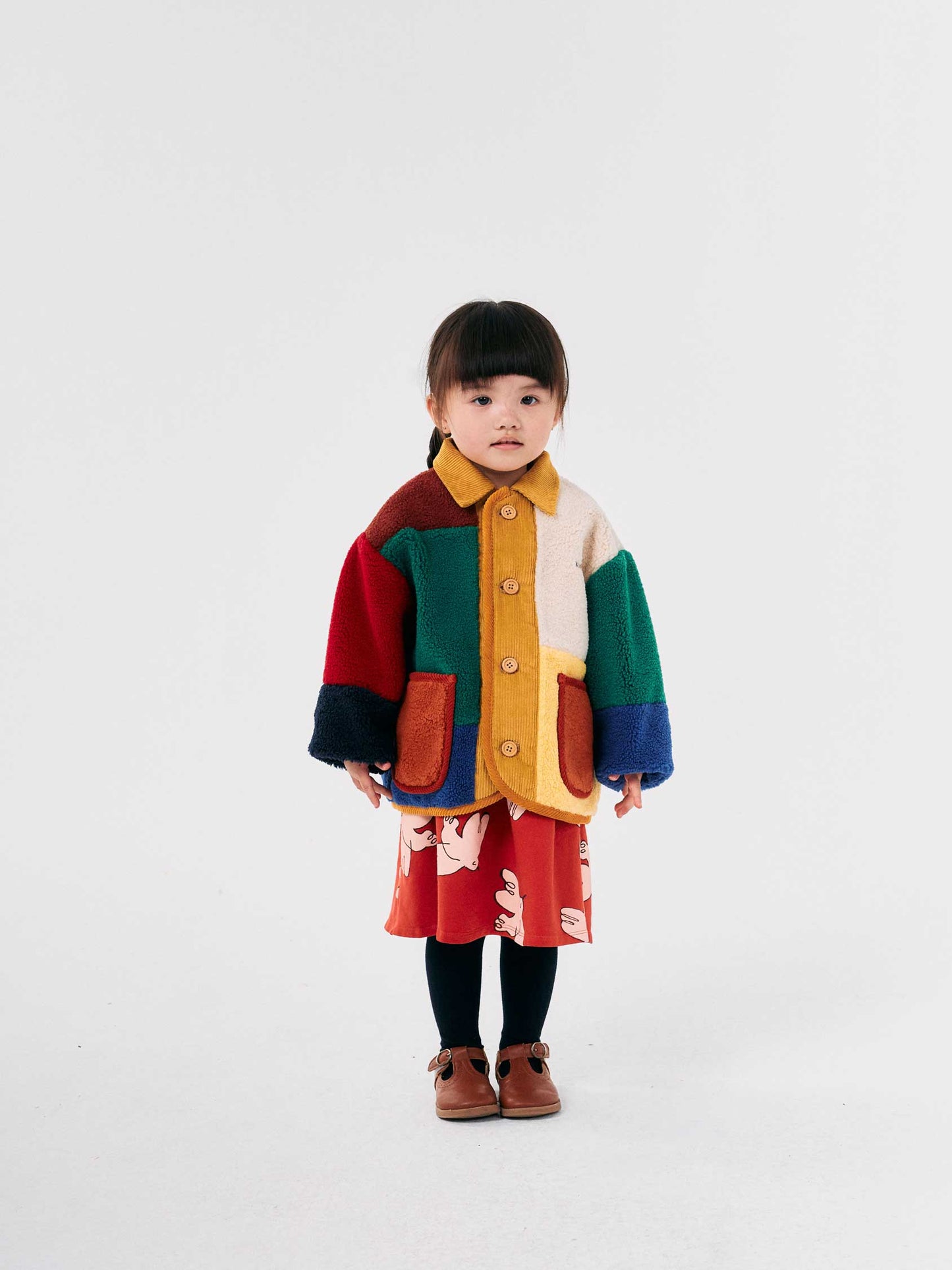 Colour Block Sheepskin Jacket