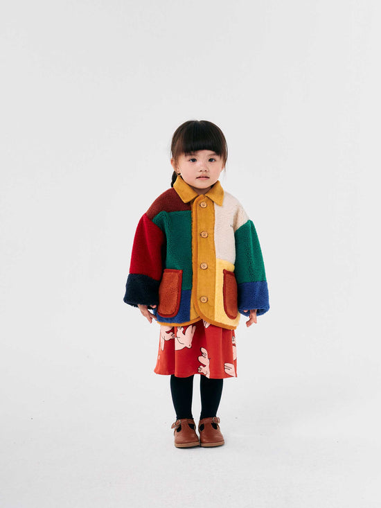 Colour Block Sheepskin Jacket