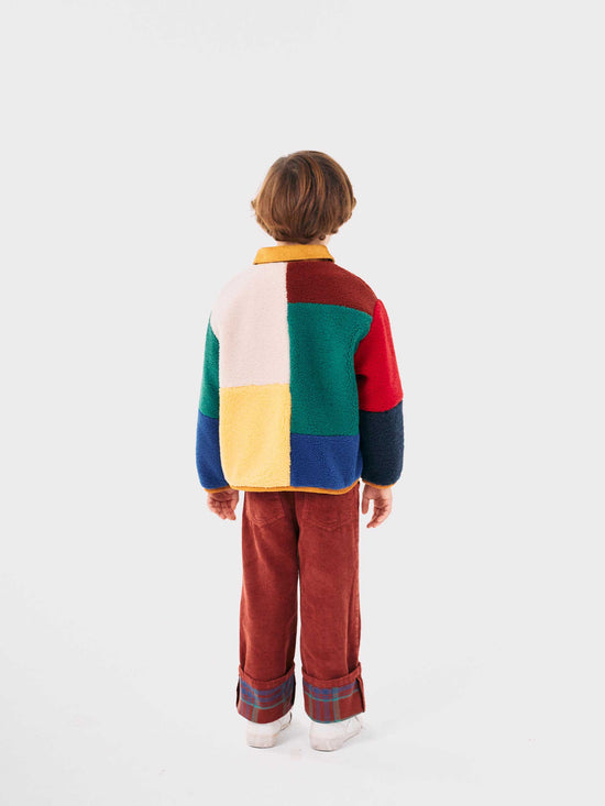 Colour Block Sheepskin Jacket