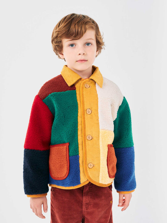 Colour Block Sheepskin Jacket