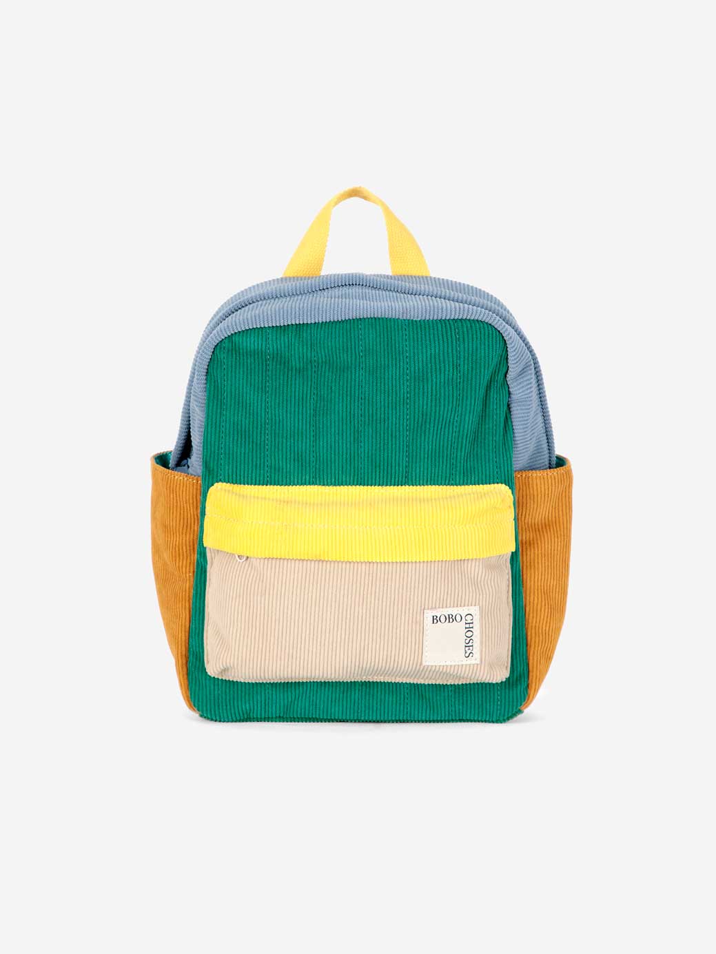 Colour Block Padded Corduroy Schoolbag