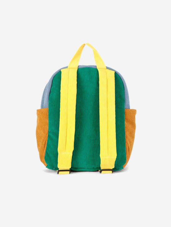 Colour Block Padded Corduroy Schoolbag