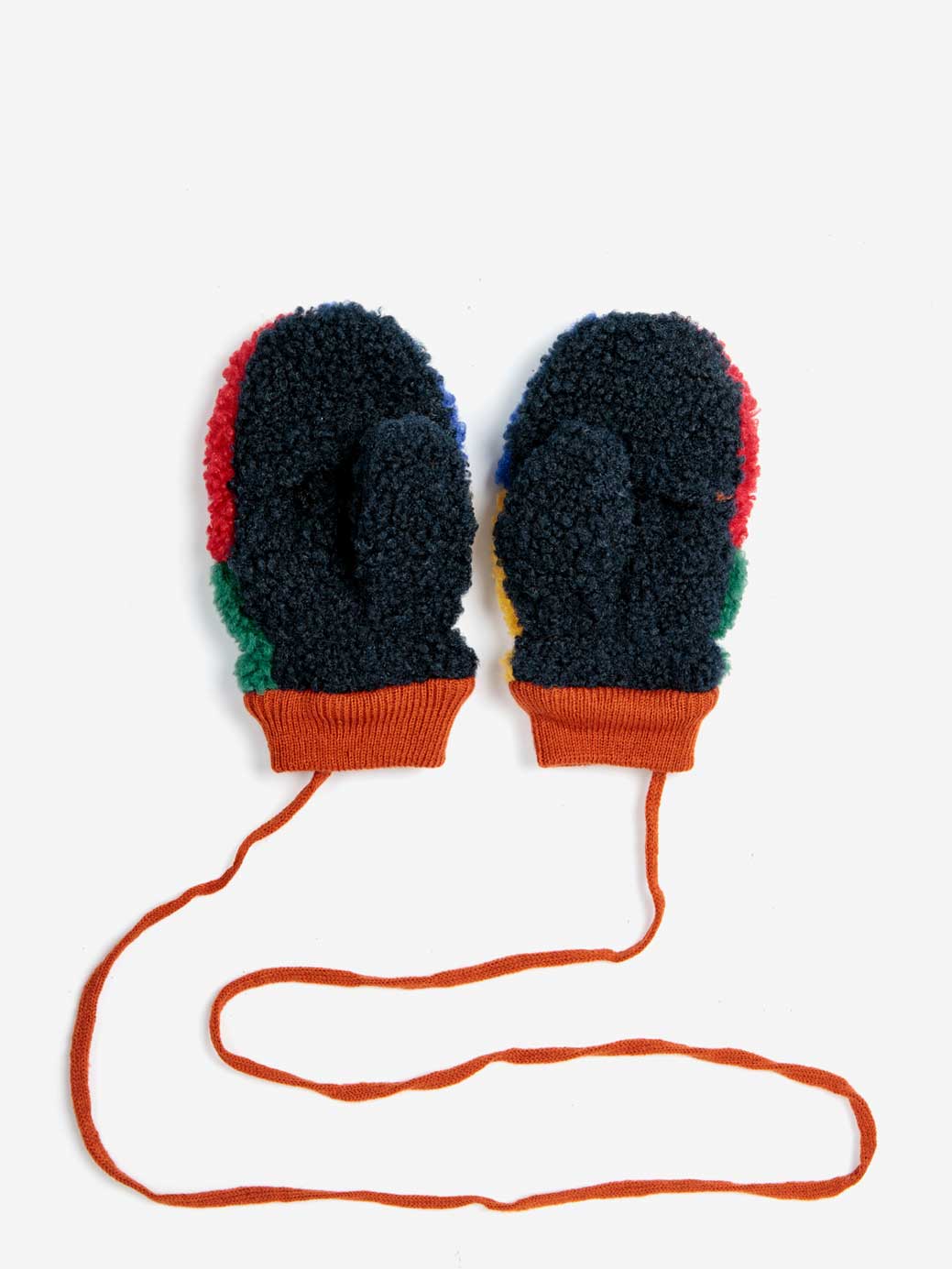 Colour Block Sheepskin Baby Mittens