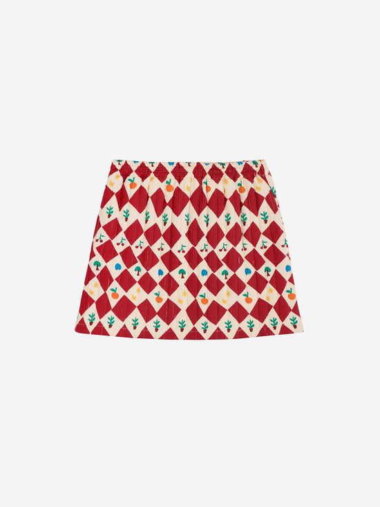 Harlequin Printed Quilted Mini Skirt