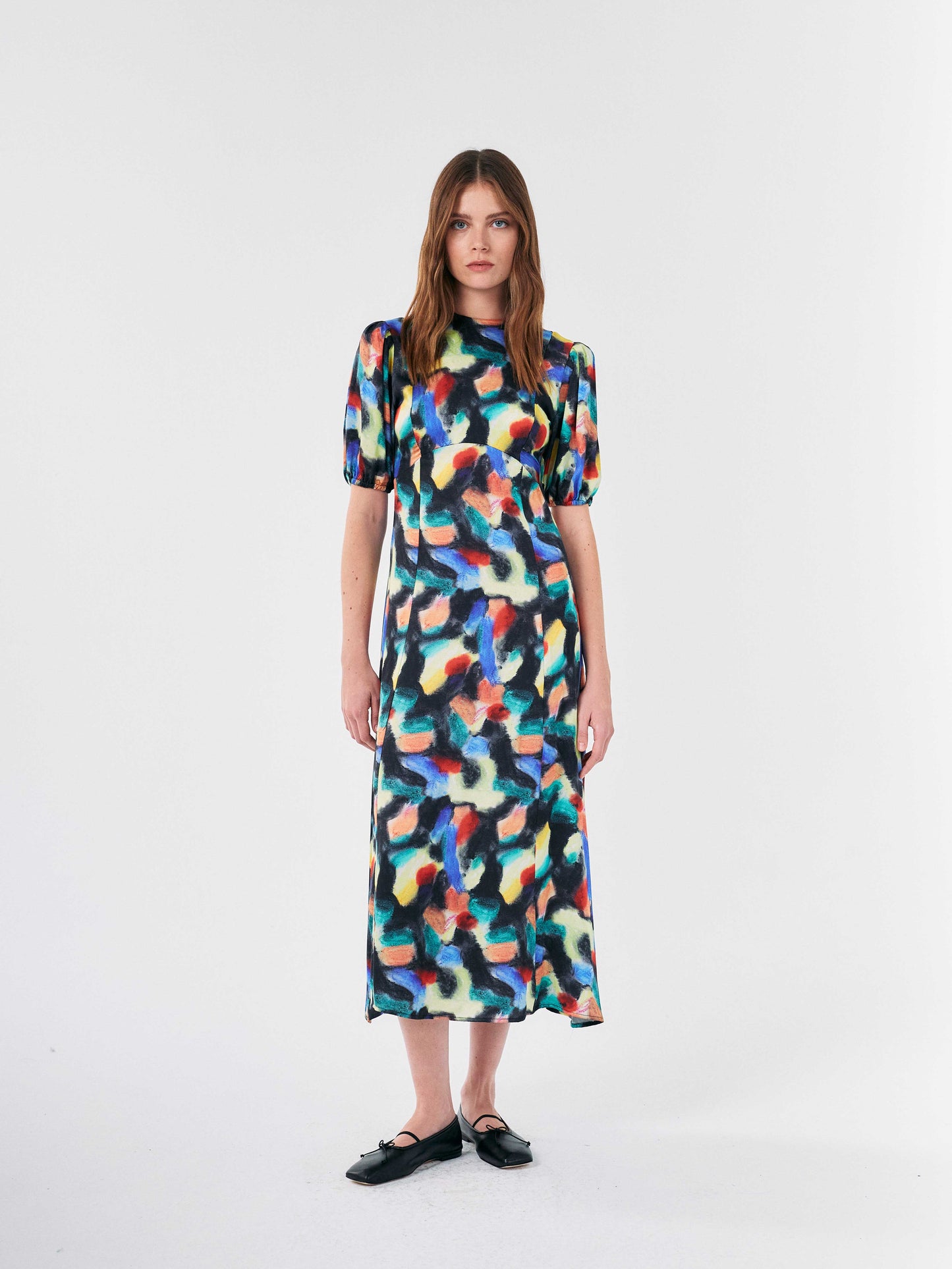 Fantasy World Printed Evase Dress