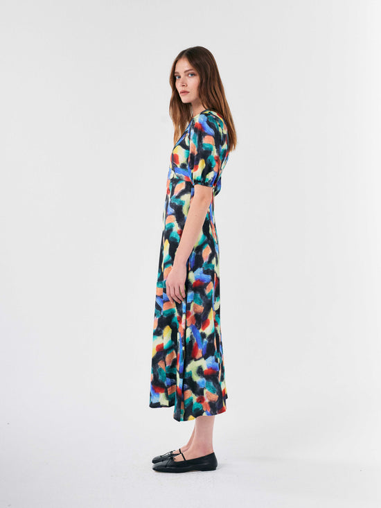 Fantasy World Printed Evase Dress