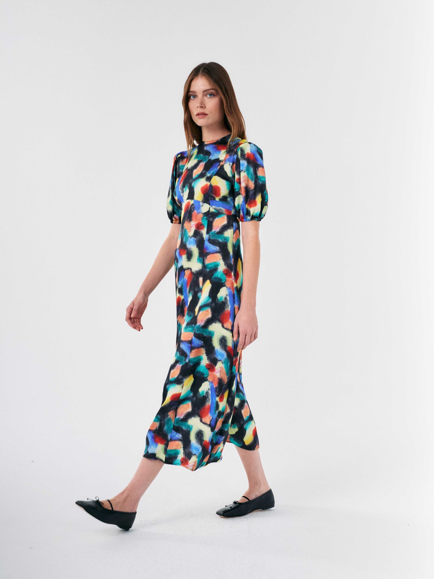 Fantasy World Printed Evase Dress