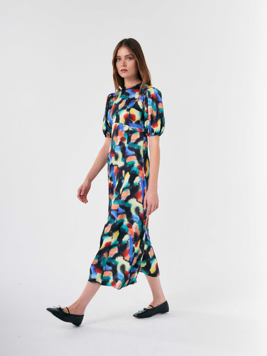 Fantasy World Printed Evase Dress