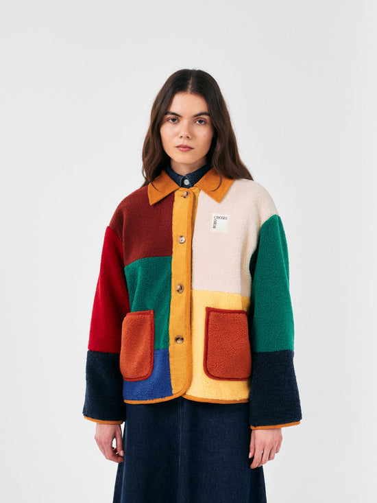 Colour Block Sheepskin Jacket