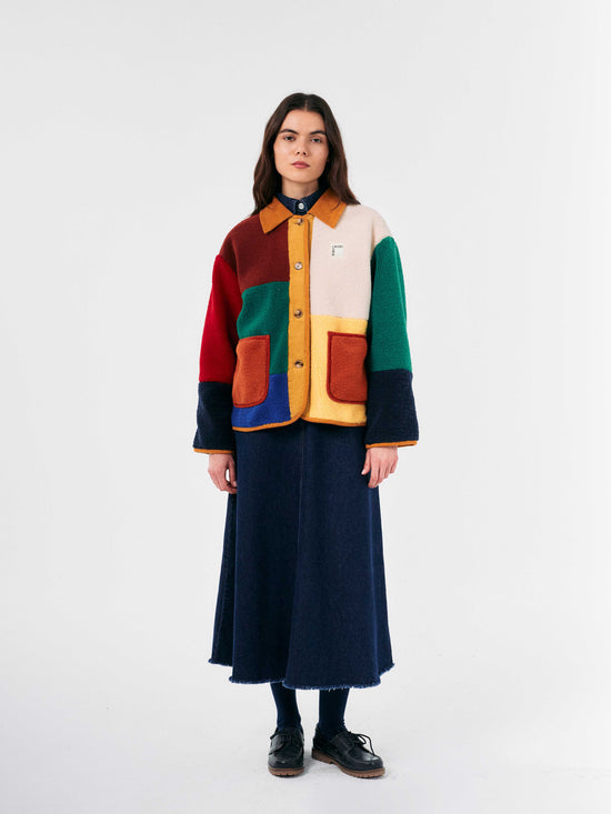 Colour Block Sheepskin Jacket