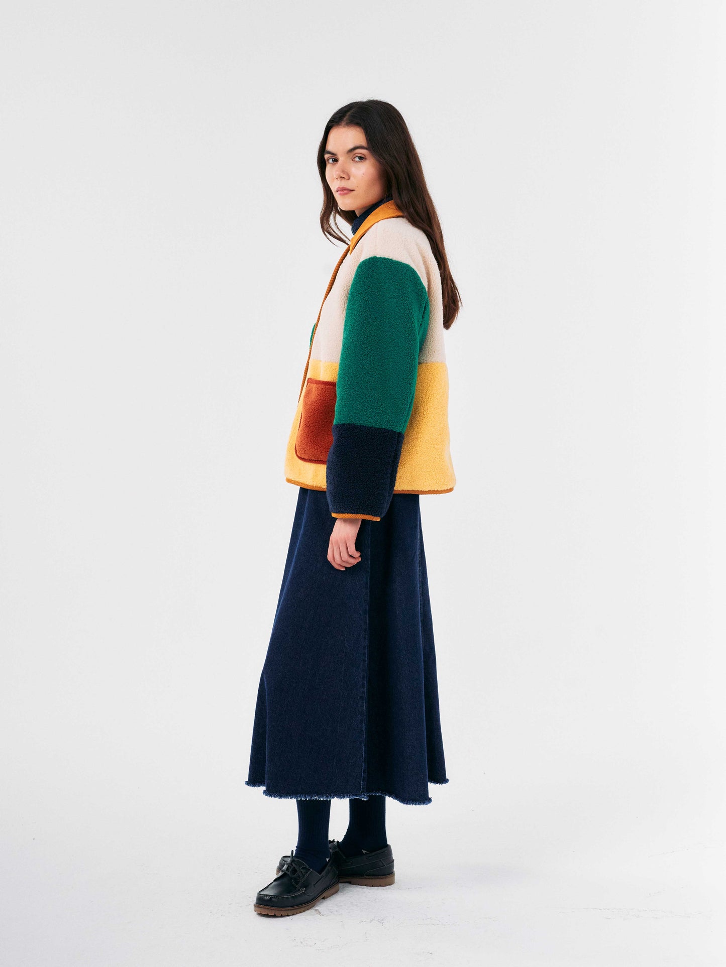 Colour Block Sheepskin Jacket