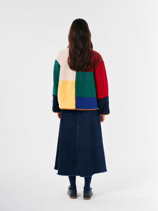 Colour Block Sheepskin Jacket