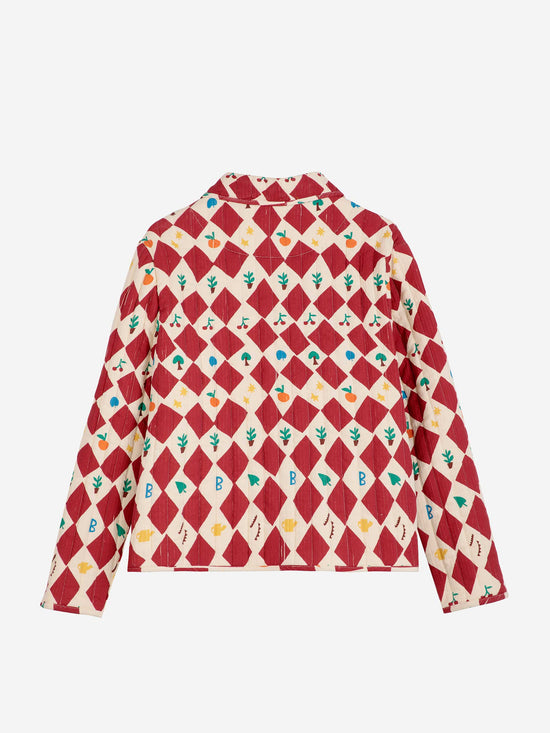 Harlequin Printed Quilted Cropped Jacket