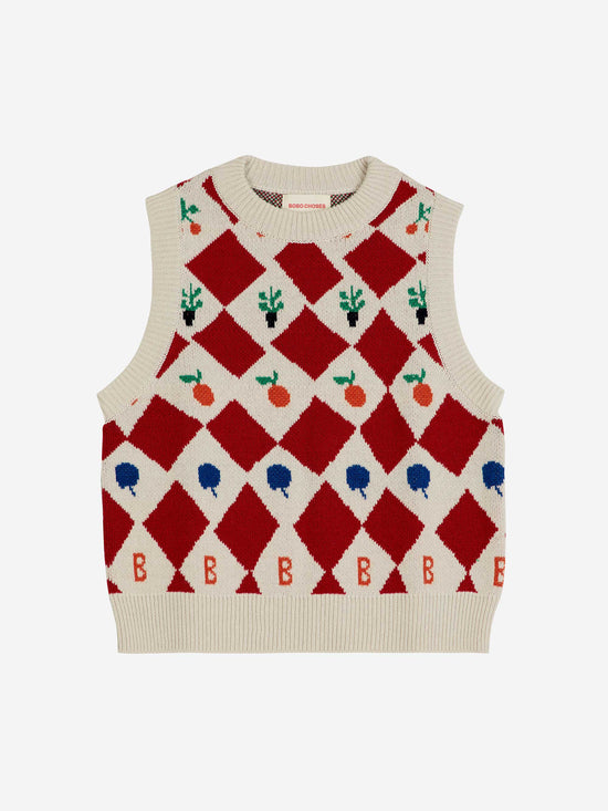 Harlequin Printed Knitted Vest