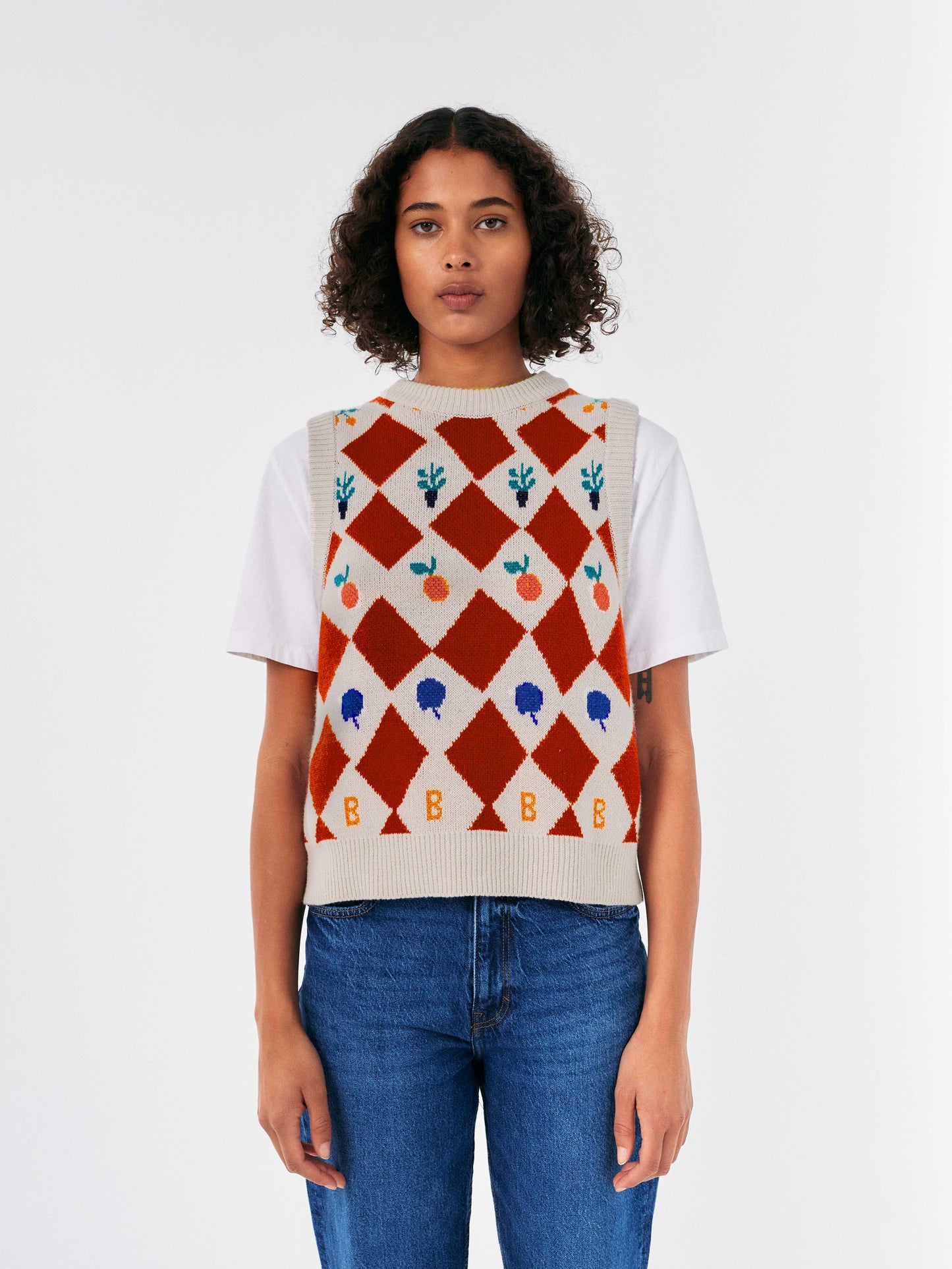 Harlequin Printed Knitted Vest