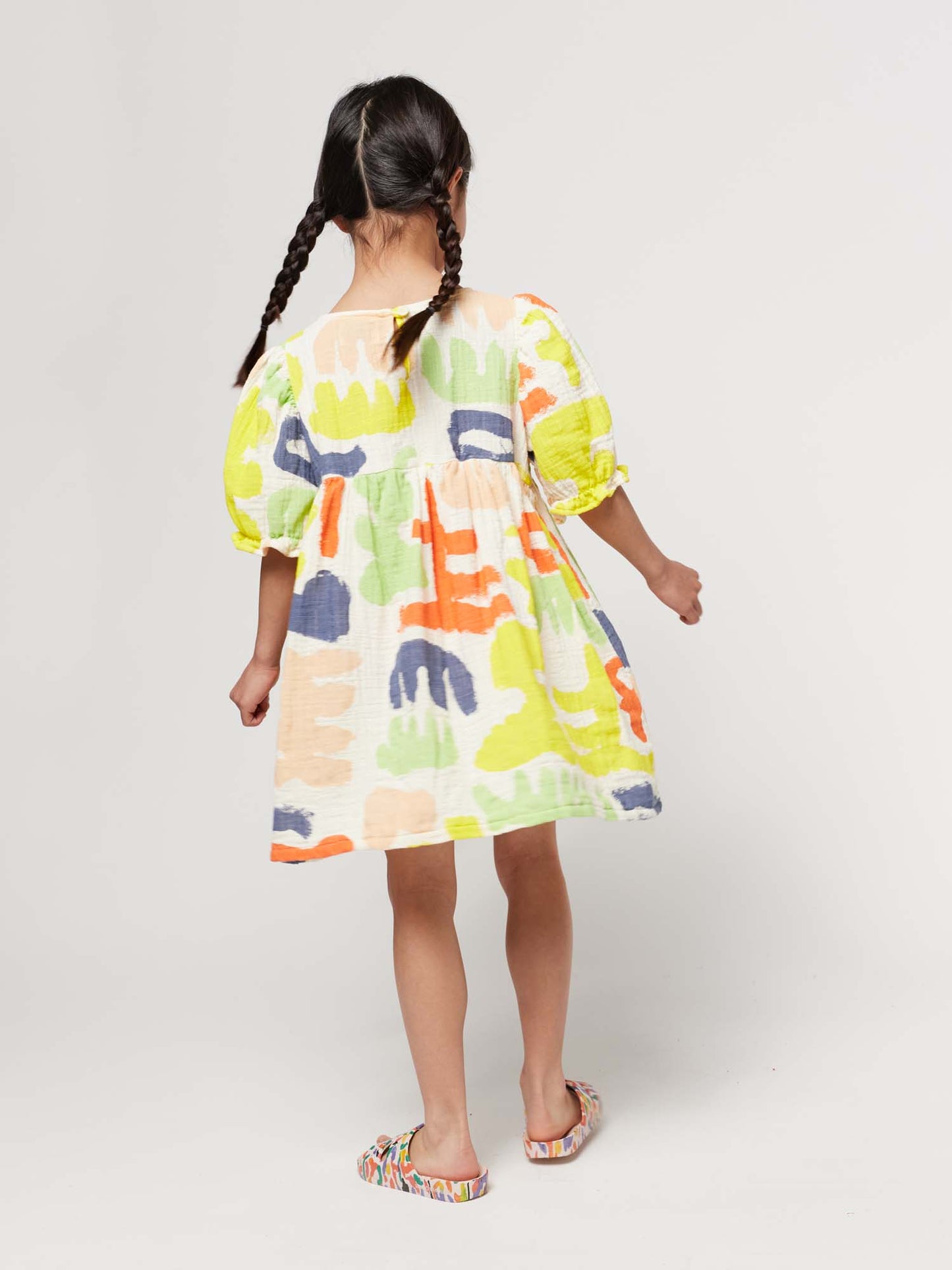 Load image into Gallery viewer, Carnival All Over Puffed Sleeve Woven Dress
