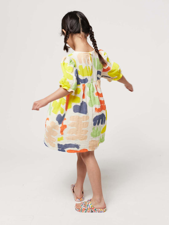 Load image into Gallery viewer, Carnival All Over Puffed Sleeve Woven Dress
