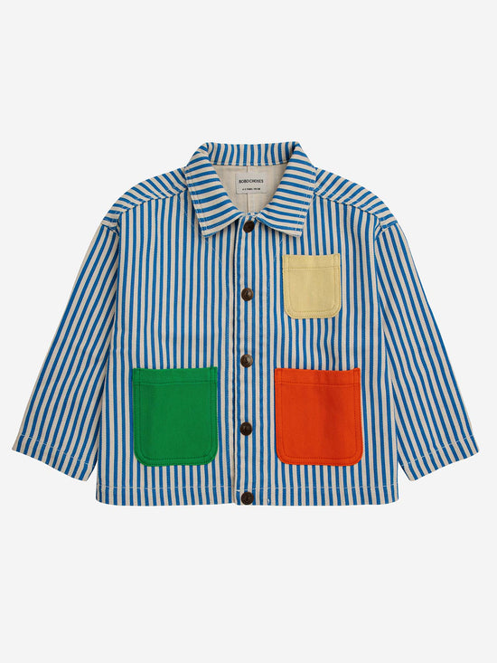Load image into Gallery viewer, Striped Colour Block Denim Jacket
