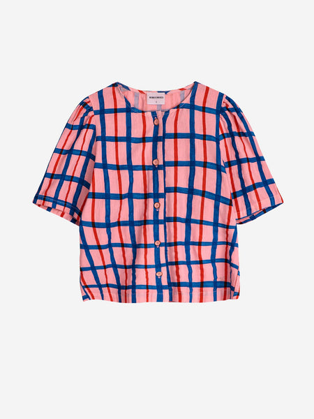 Multicoloured Check Print Puff Sleeve Buttoned Shirt – Luna & Curious