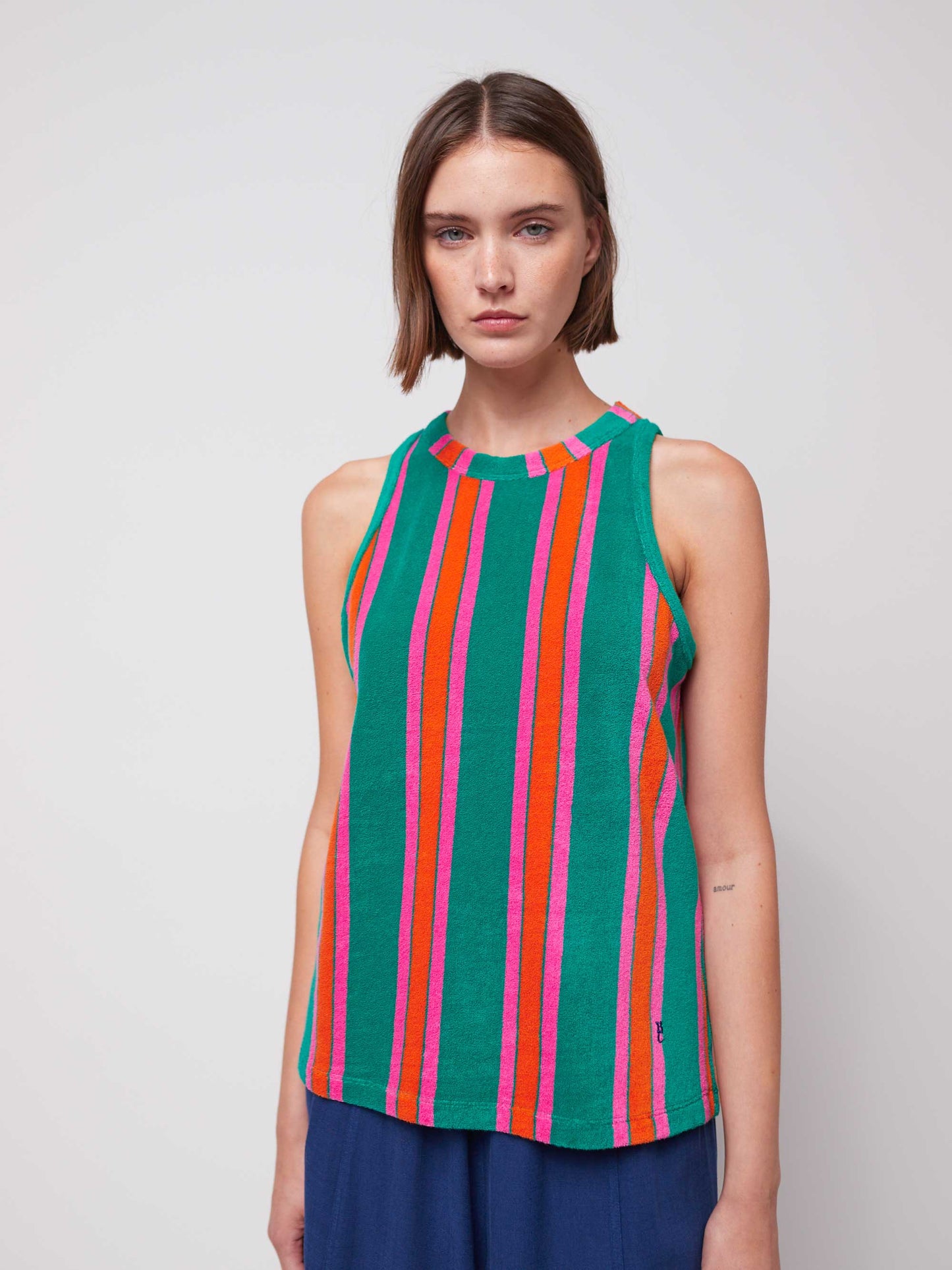 Multicolour Stripes Terry Tank Top