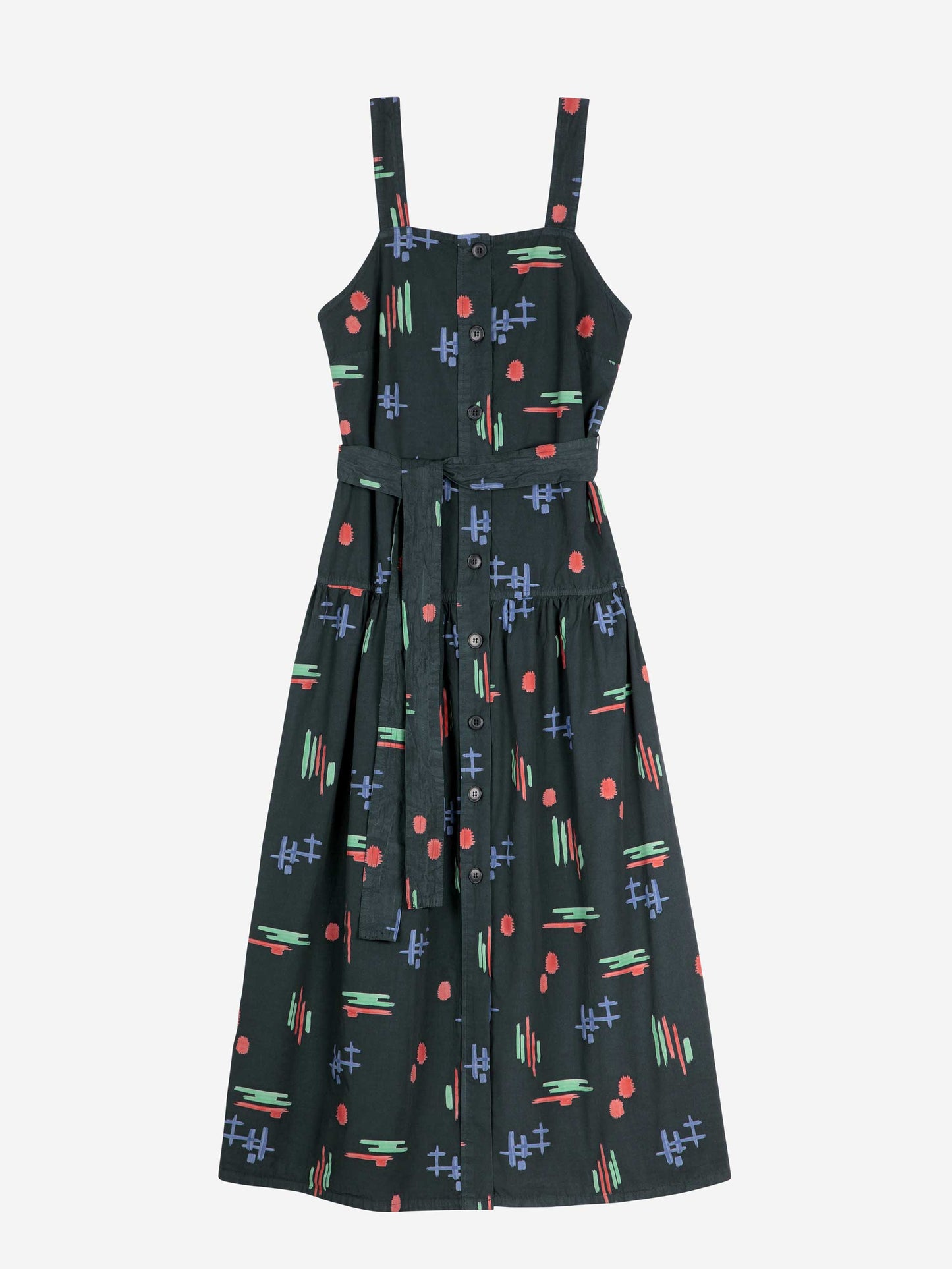 Multicolour Print Evase Strap Dress