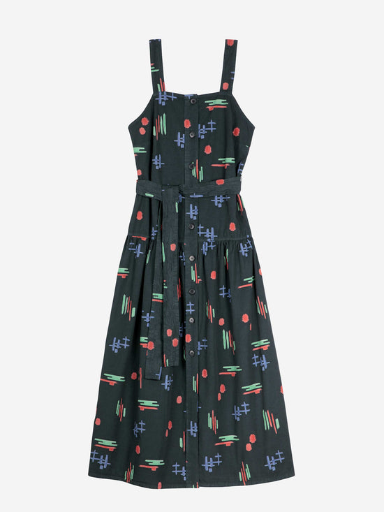 Multicolour Print Evase Strap Dress