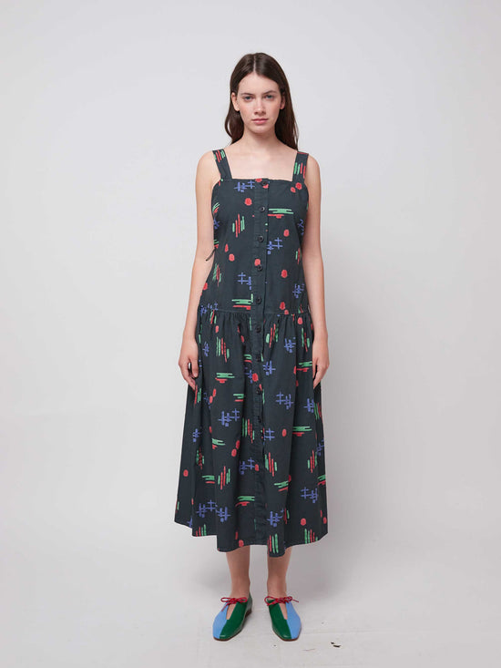 Multicolour Print Evase Strap Dress