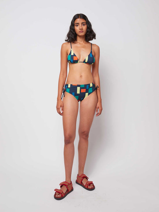 Colour Block Print Recycled Bikini Top
