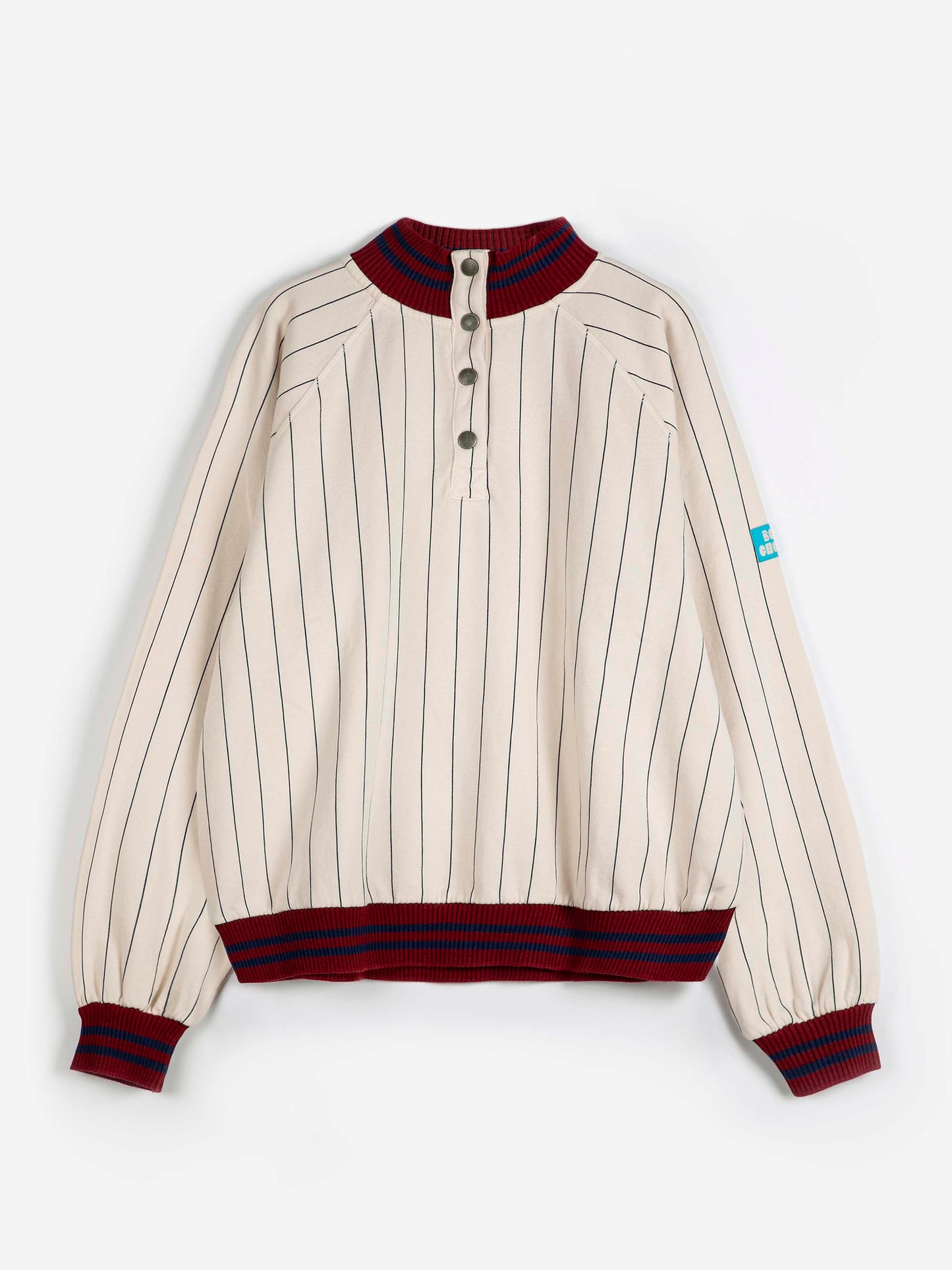 Striped High Neck Oversize Sweatshirt