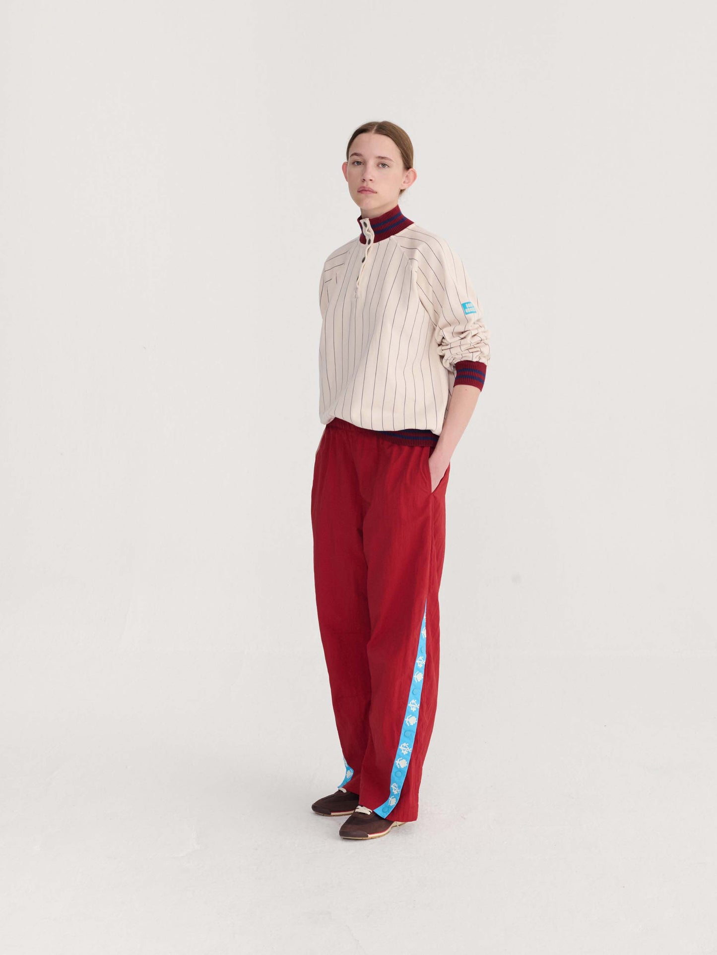 Striped High Neck Oversize Sweatshirt