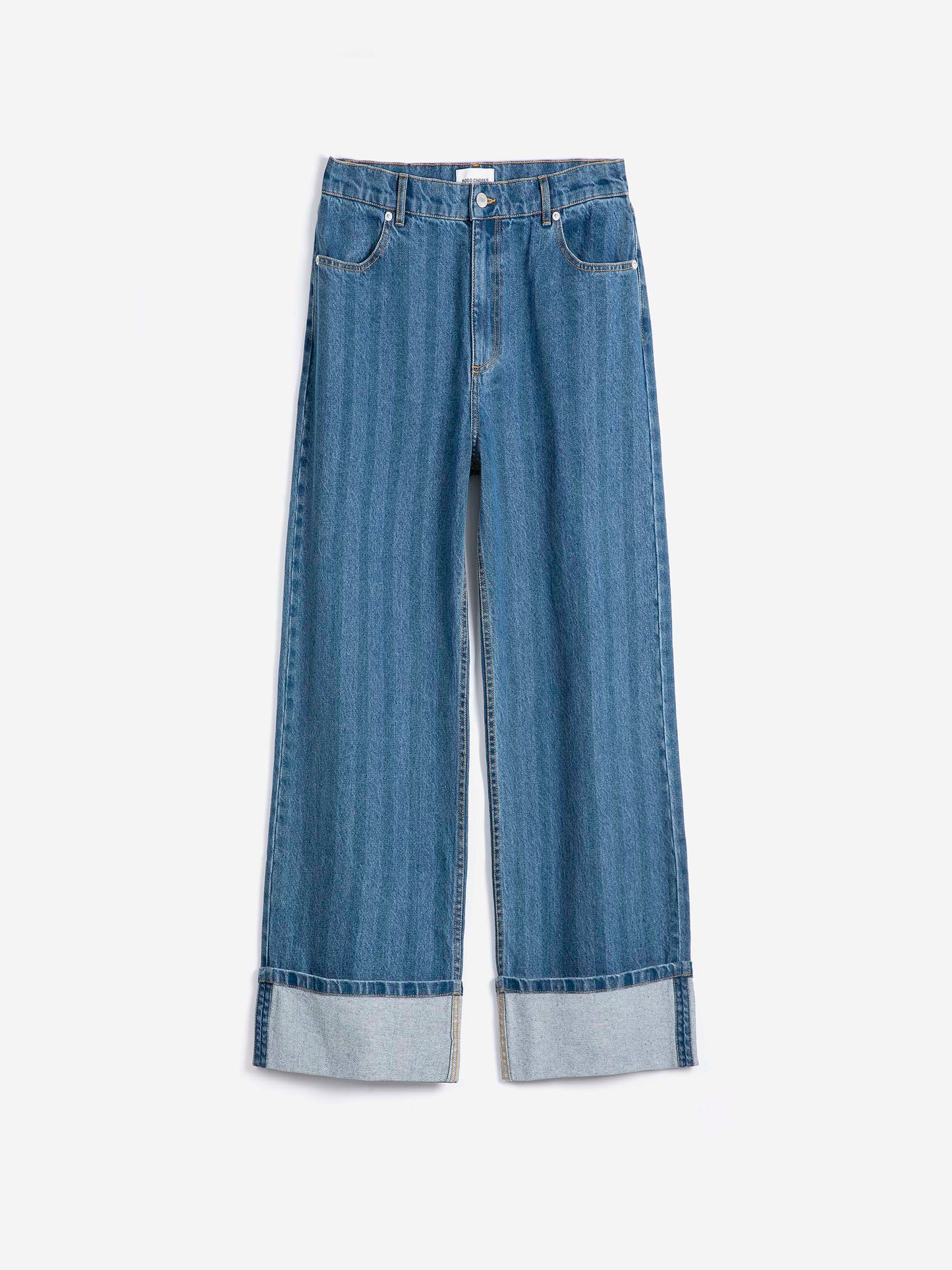 Striped Wide-Leg Denim Pants