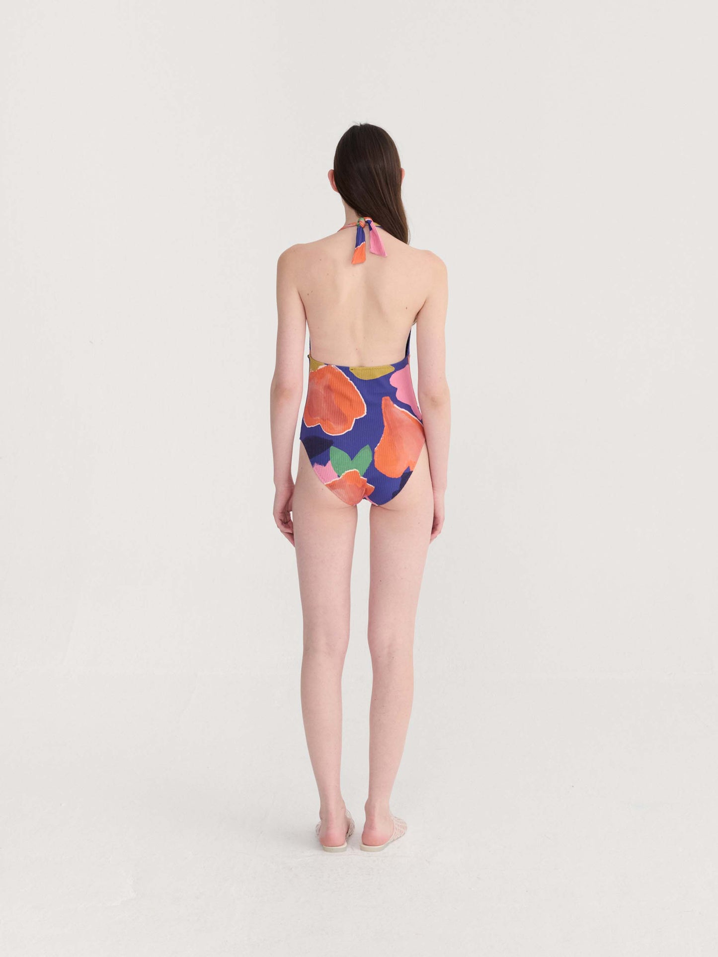 Blooming Colour Pattern V-Neck Swimsuit