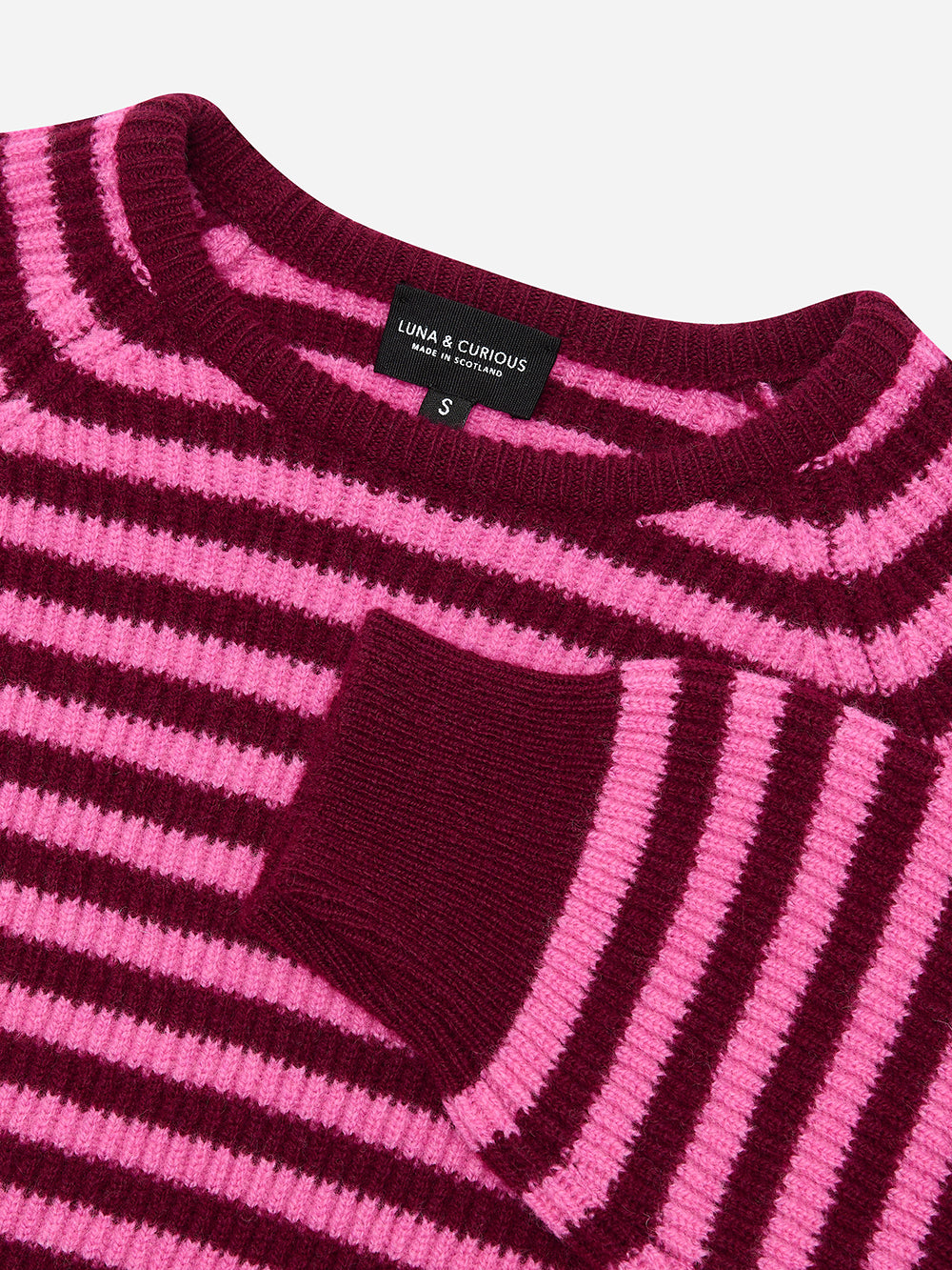 Bordeaux & Bubblegum Stripe Rib Knit Jumper