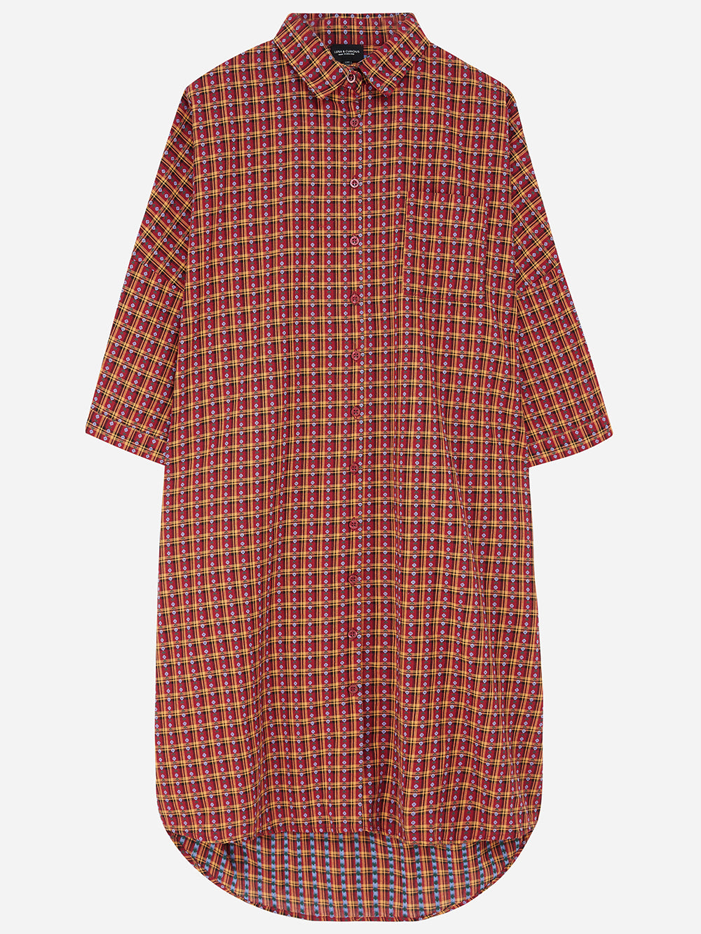 Burgundy Embroidered Shirt Dress