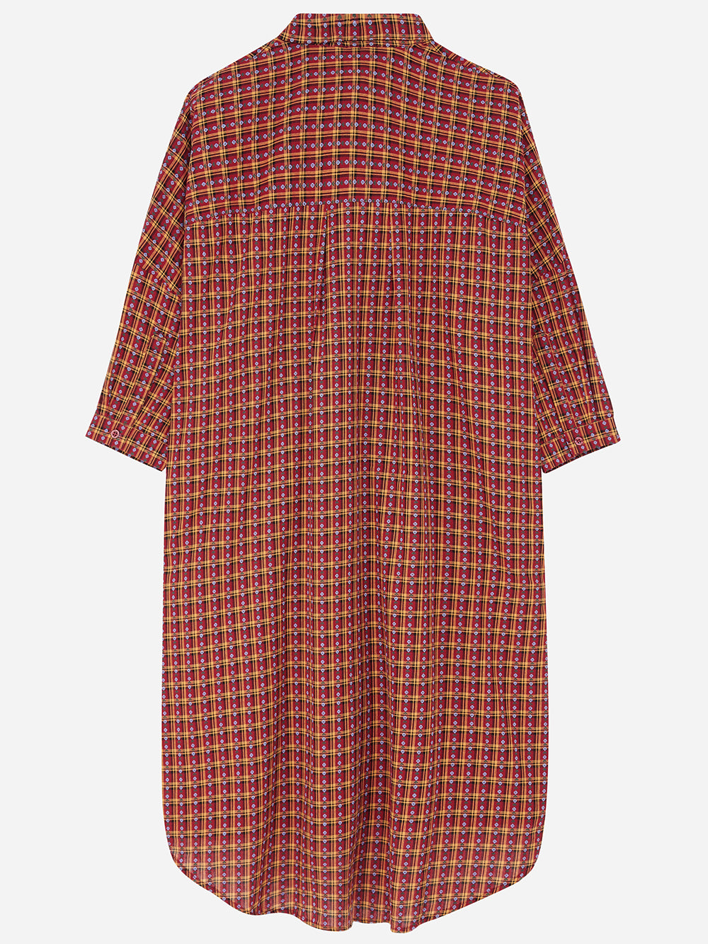 Burgundy Embroidered Shirt Dress