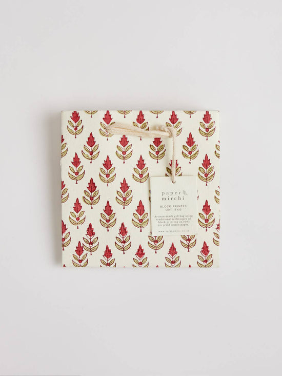 Buti Scarlet Hand Block Printed Gift Bag