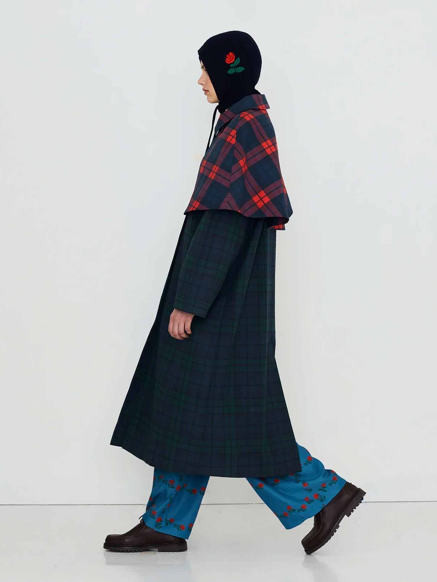 Check Long Trench Coat