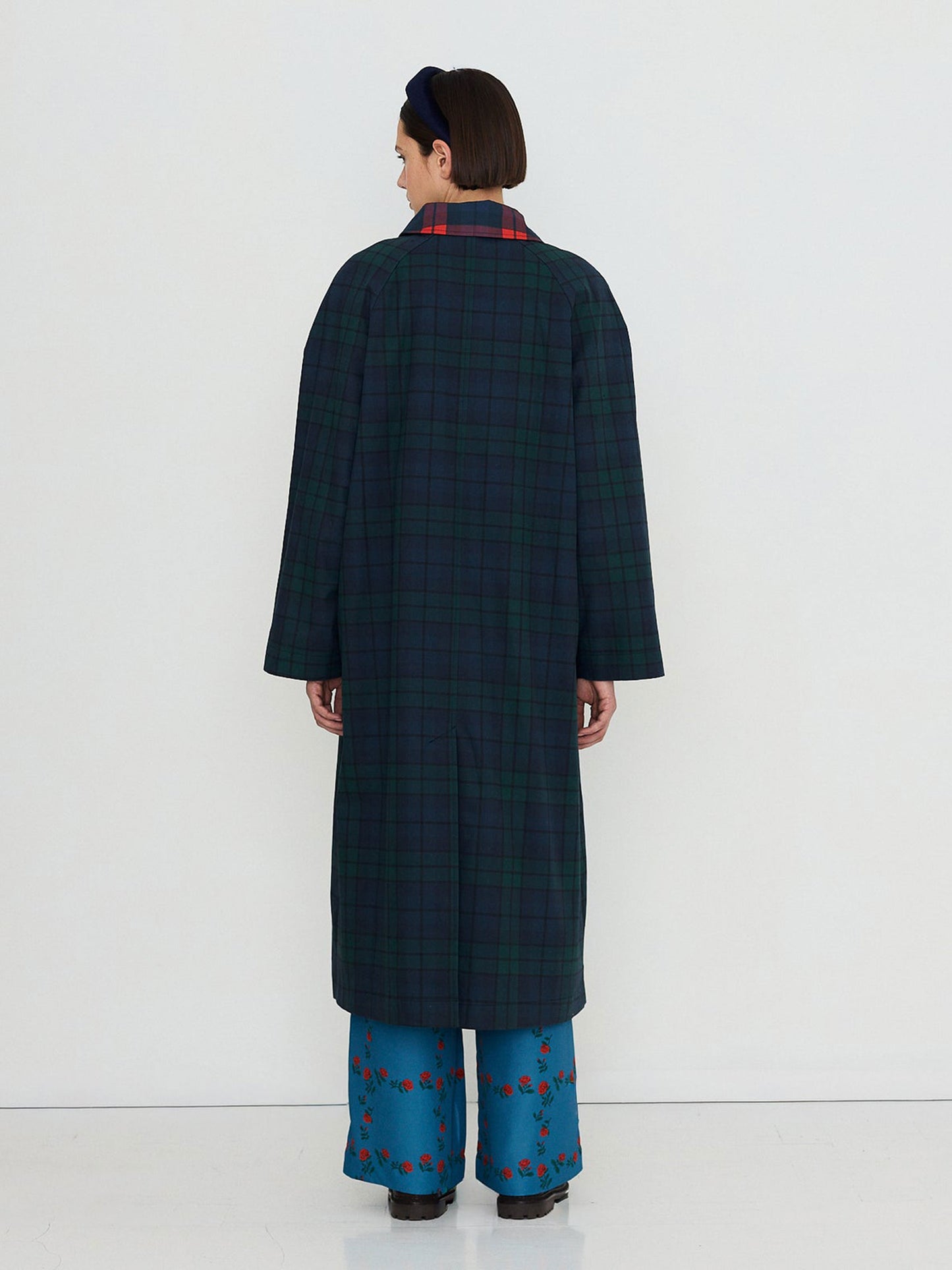Check Long Trench Coat