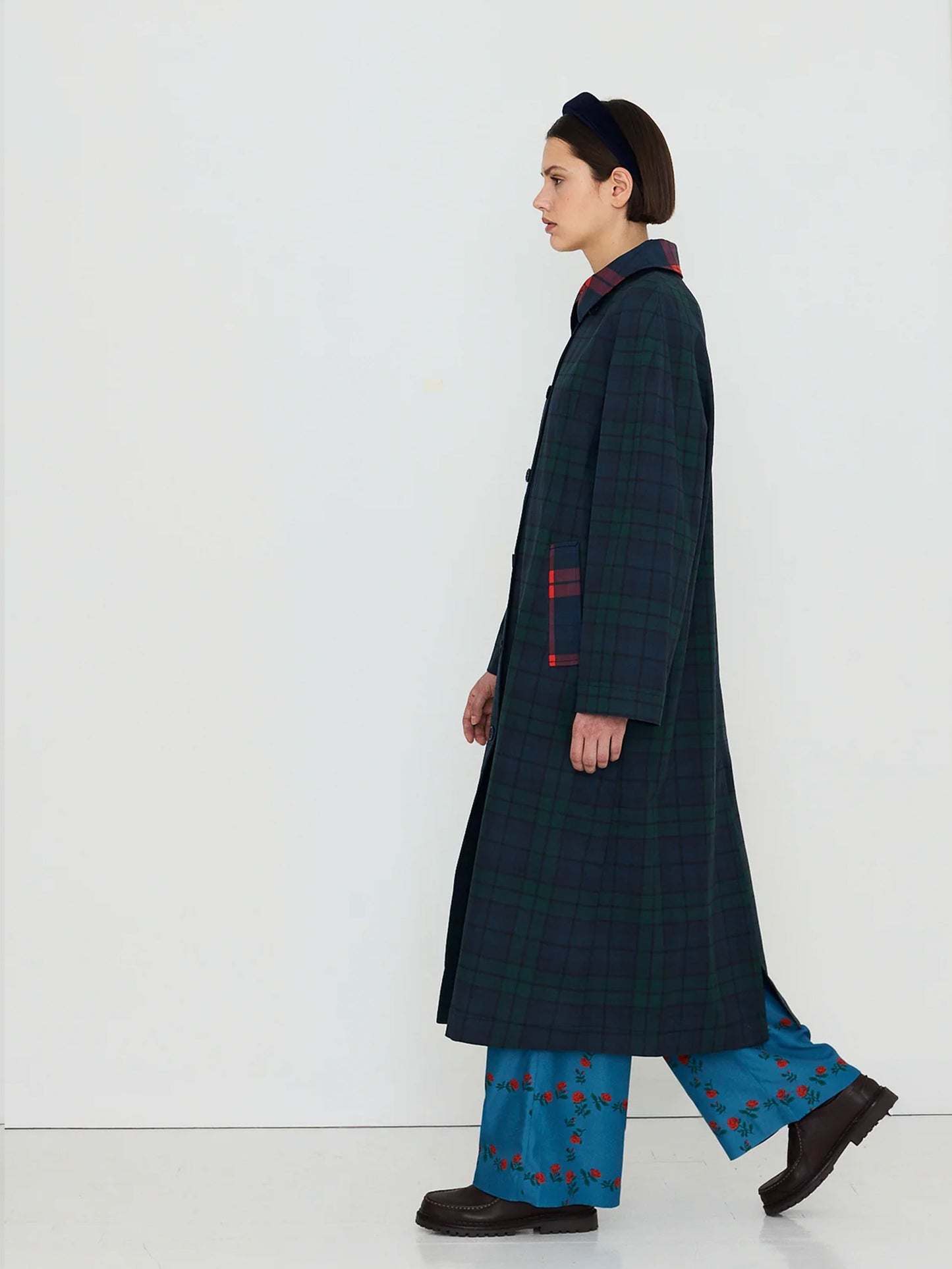 Check Long Trench Coat